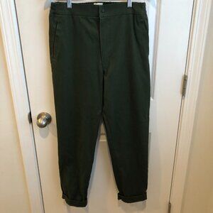 Folk pants Women's Olive Green Cuffed Pants Size 12 Cotton Blend Pants trousers